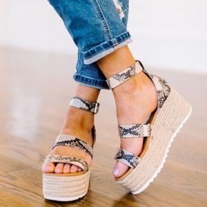 Snake Woven Platform Espadrille Sandals